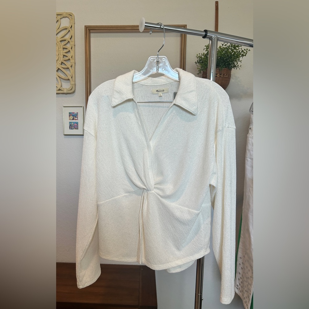 Madewell Collared Twist Long Sleeve Blouse